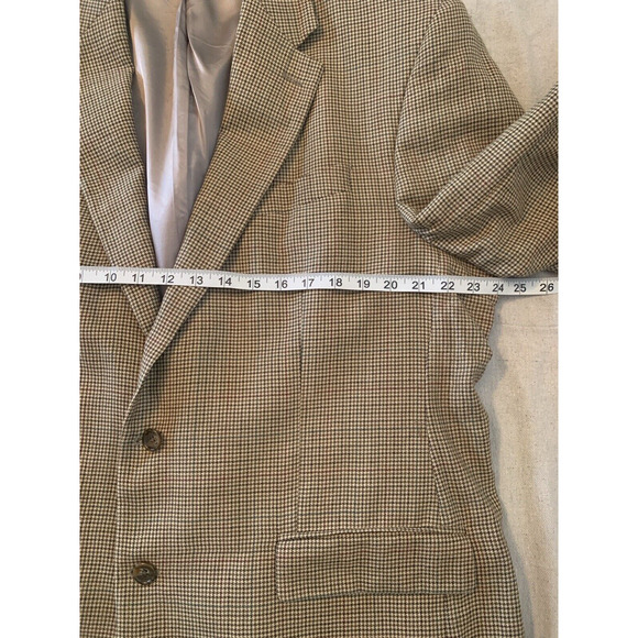 Lauren Ralph Lauren Blazer Mens 46L Silk/Wool Sport Coat Beige Plaid Suit Jacket - Picture 13 of 16